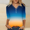 thumbnail image 1 of WILLBEST Ladies T Shirts Women Suitable Tops V Neck Button Three Quarter Sleeve Comfortable Floral Print Blouse T Shirts, 1 of 4