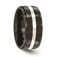 thumbnail image 5 of Edward Mirell Titanium Black Ti & Sterling Silver Inlay 10mm Band, 5 of 7