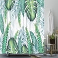 thumbnail image 4 of Green Leaves Design Shower Curtain + Hooks- Waterproof Shower Curtain with Hooks Home Bathtub Decoration, 4 of 10