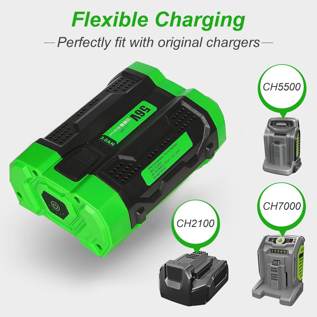 SUNBAT 56V 3000mAh Power Tool Battery for EGO BA4200 BA1400T BA4200T BA2800
