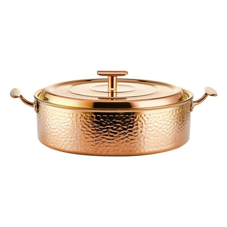 Fiocias Chinese Hot Pot Thick Soup Pot Easy Clean Shabu Shabu Pot Cookware Easy Carrying Golden