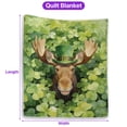 thumbnail image 5 of Happy Moose Welcome St Patrick's Day Lucky Shamrocks Clover Quilt Blanket Deer Wild Animals Lover Cozy Comforter Throw Blanket - 22001, 5 of 5