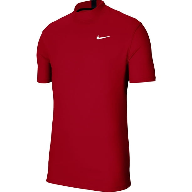 Nike Men's Tiger Woods Dri-FIT Mock-Neck Golf Polo, Gym Red/Black, XXL -