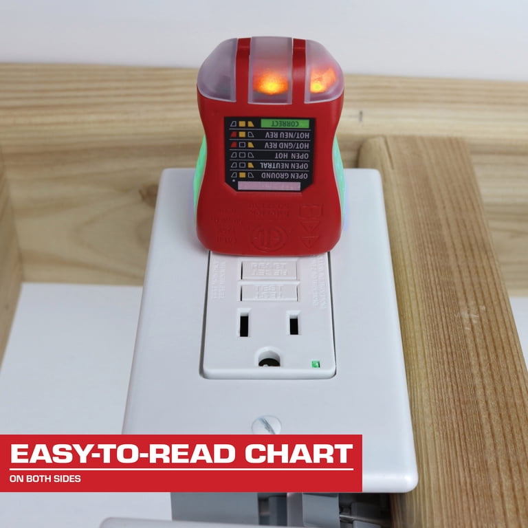 Outlet and GFCI Tester with Double-Sided LED Chart photo 5