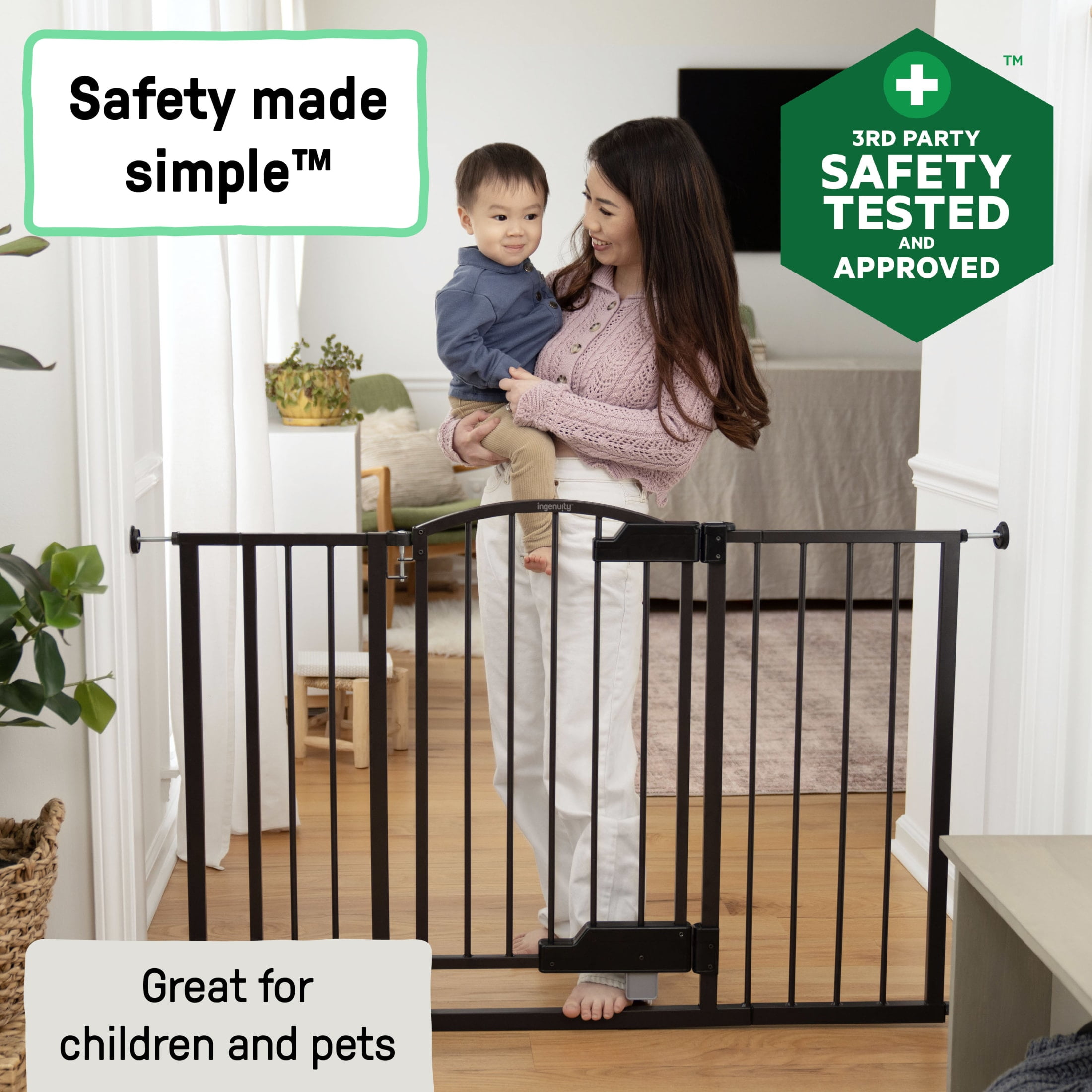 Ingenuity Thruway 52W Series Pet and Baby Gate, Espresso Metal, Openings from 27.5” to 52" Wide