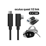 Compatible for Meta/Oculus Link Virtual Reality Headset Cable for Quest 3/2/1 and Gaming PC, 90 Degree Angled Type C to C High Speed Data Transfer & Fast Charging (16ft/5m) with USB C-A adapter