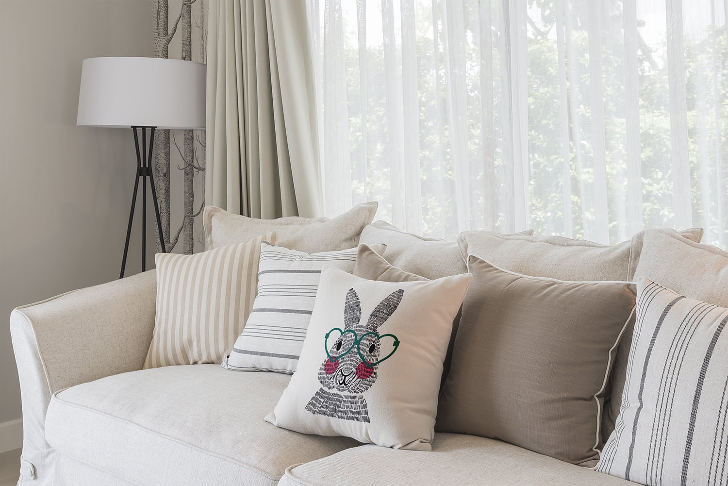 Simply Daisy 16" x 16" What's Up Bunny Easter Animal Print Pillow