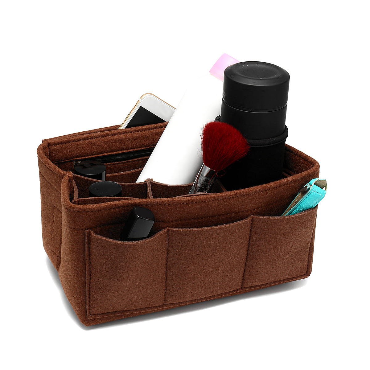 Details about   Multi-Pocket Insert Bag Felt Fabric Purse Handbag Organizer Bag Tote Makeup Bag 