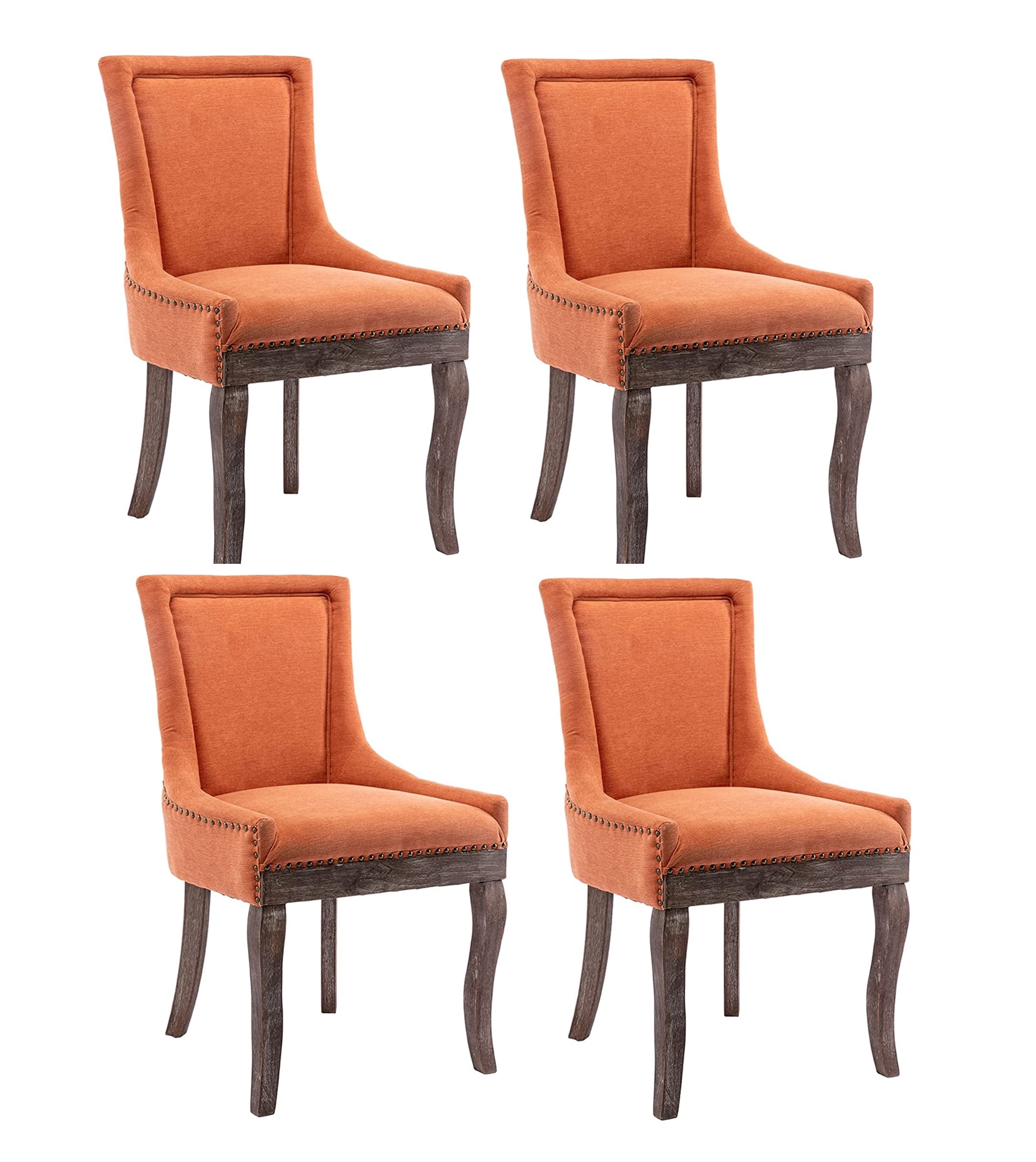 Fabric Dining Chairs Upholstered Dining Room Chairs with Solid Wood Legs Nailhead Trim Accent