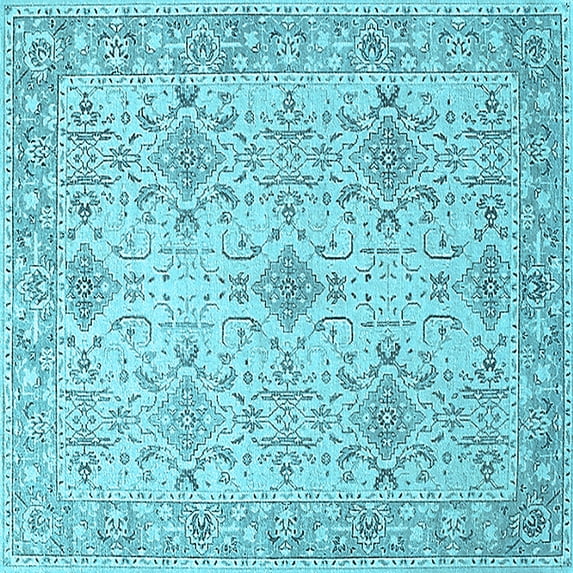 Ahgly Company Indoor Square Oriental Light Blue Industrial Area Rugs, 8' Square