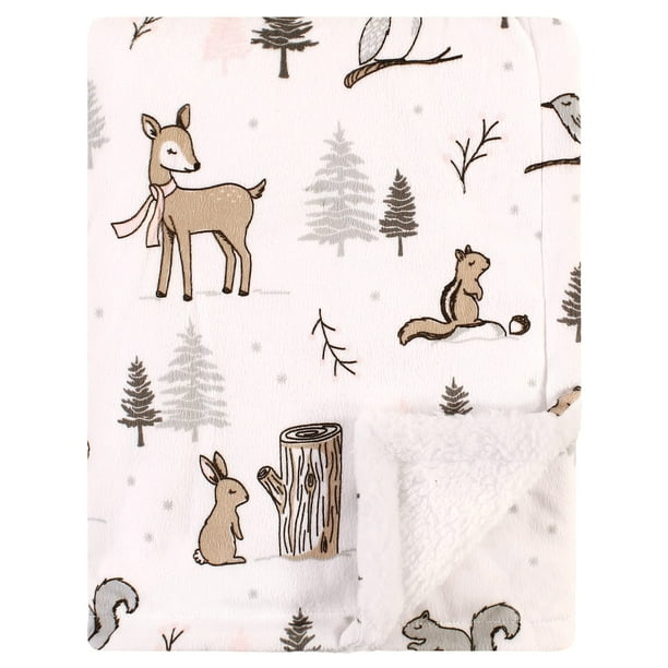 Manta sherpa de visón de peluche Hudson Baby Winter Forest, 76 x 102 cm