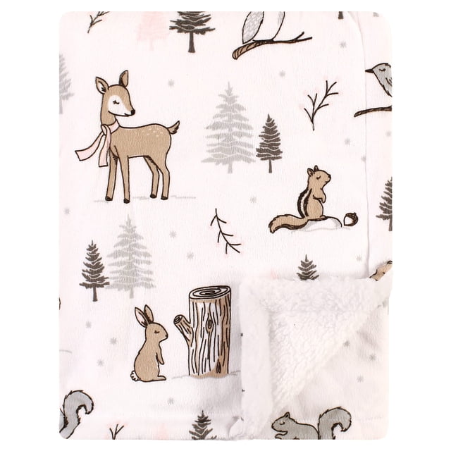 Manta sherpa de visón de peluche Hudson Baby Winter Forest, 76 x 102 cm