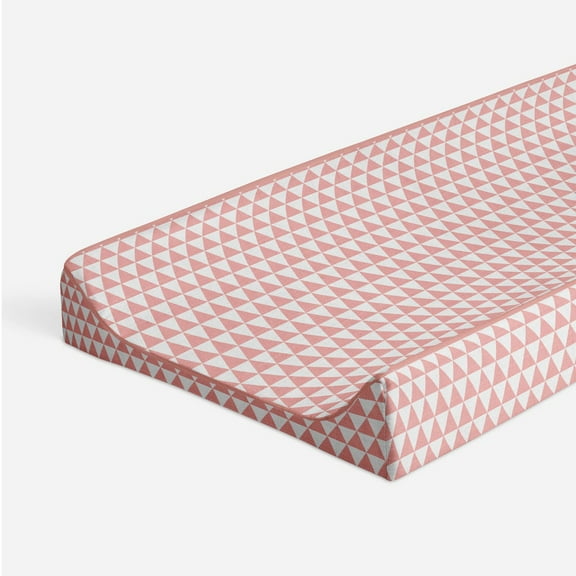 Bacati - Olivia Triangles Coral Quilted Muslin Changing Pad Cover