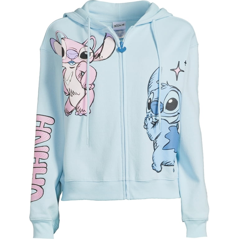 【ANGLAN】Stitch Over Sweat Hoodie Disney Stitch and Angel Juniors' Graphic Hoodie, Sizes XS