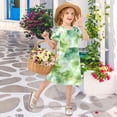thumbnail image 6 of Girls Short Sleeve A-Line Dress Green Tie-dye Flowers Play Dress Sizes 2T, 6 of 8