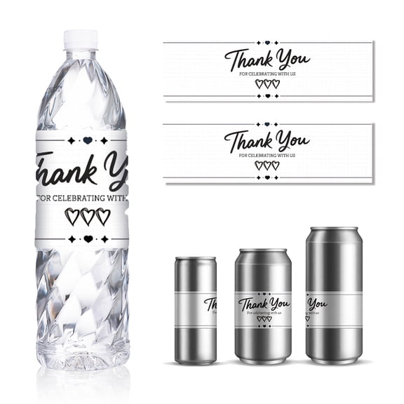 30 Sheets Water Bottle Labels Heart Elements Celebrating Drinking Water Container Labels Personalized Self-Adhesive Wraps Sticker