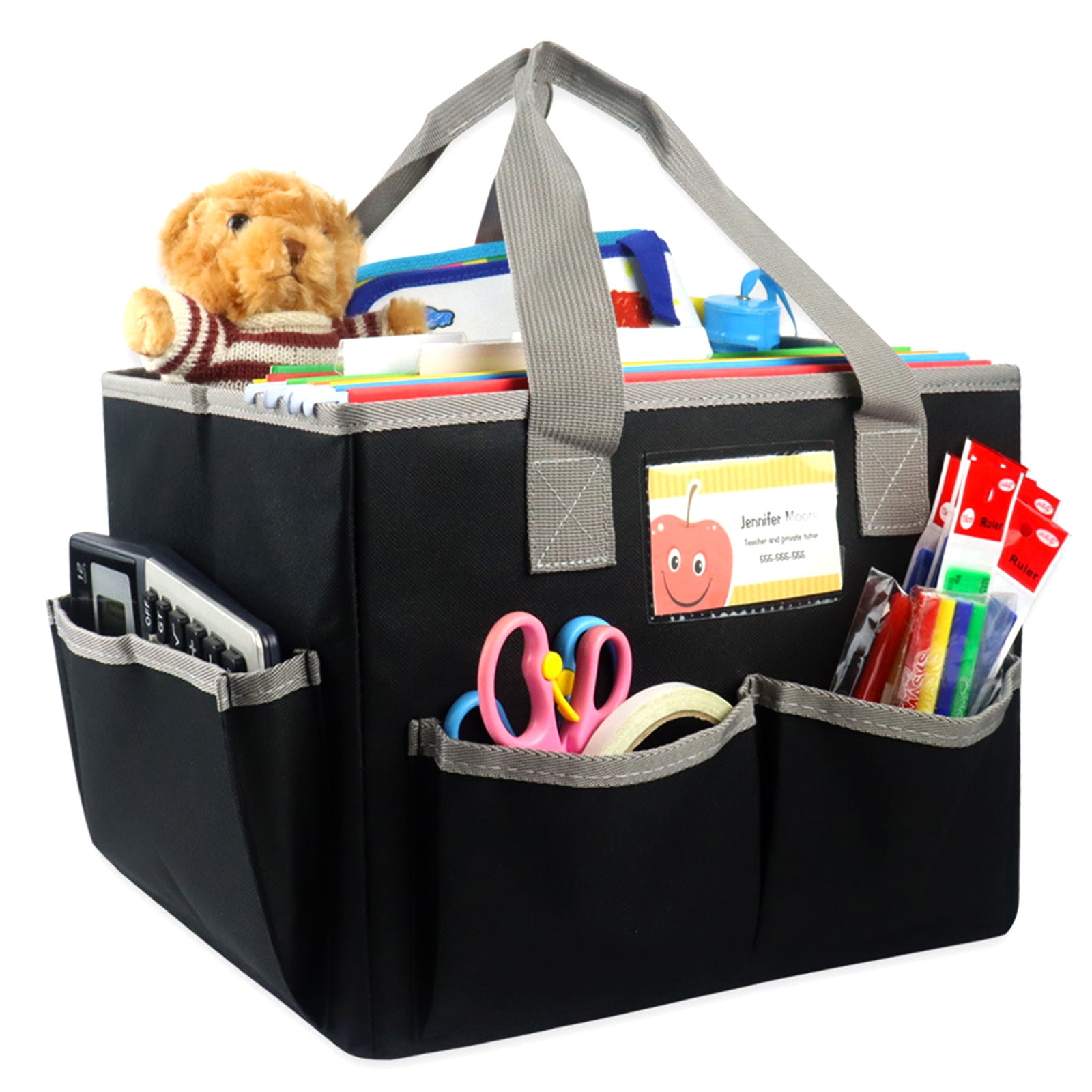 Milue Art Craft Canvas Organizer Bag Handheld Storage Tote Bag with 8 Pockets Handles