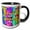 Black/White, variant on 3drose, Neon Butterflies and Rainbows 1st Birthday, 15oz Mug