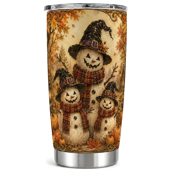 Snowman Family Tumbler 20oz, Halloween Tumbler, Stainless Steel Travel Cup