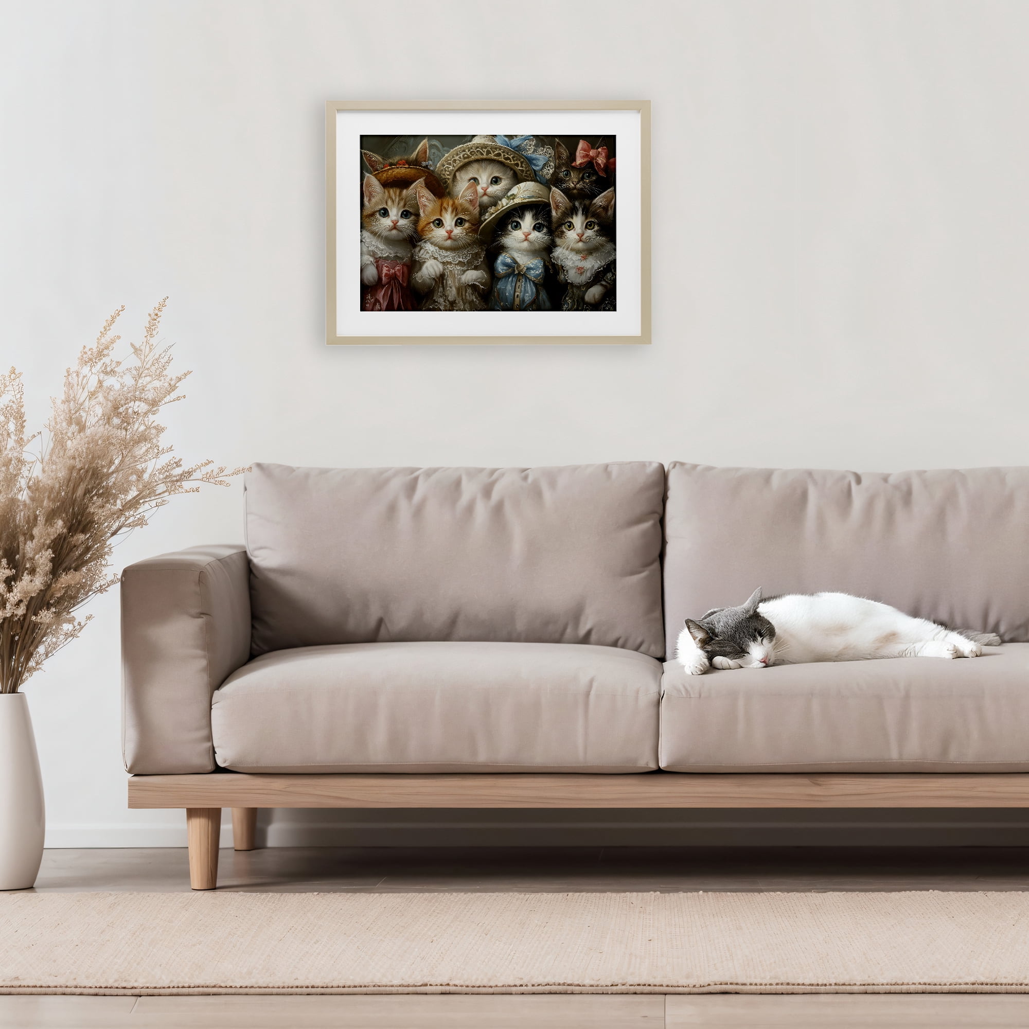 Stupell Industries Fashionable Vintage Cats Birch Framed Print Under Glass, design by The Wands Want