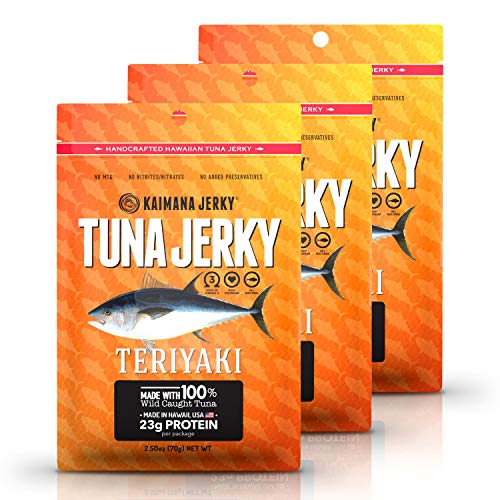 Kaimana Ahi Tuna Jerky Teriyaki 3 Pack Soft and Tasty Premium Fish