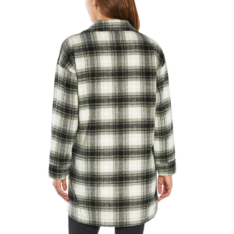 Banana Republic Women's Plaid Flannel Shirt Jacket (Black, Large