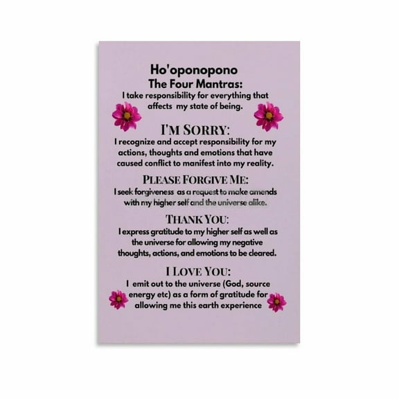 Ho'oponopono Prayer Hawaiian Wall Art Poster, Motivation Self Care Art Canvas Painting Wall Art Poster for Bedroom Living Room Decor