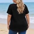 thumbnail image 4 of Htigea Plus Size Tops for Women Pleated V-Neck Short Sleeve Shirts Casual Loose Fit Tunic Tees Solid Color Summer Tshirt Black XXXXL, 4 of 5