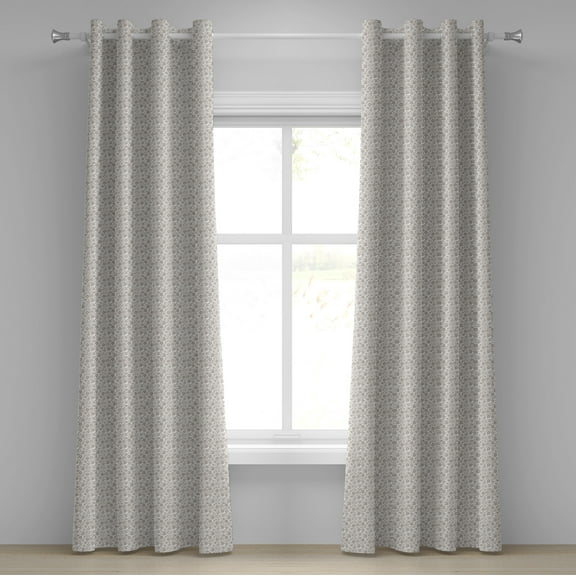 Ambesonne Beige Grommet Curtain, Gentle Floral Nature, 50" x 96", Tan White