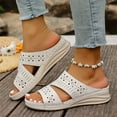 thumbnail image 5 of LOVZFMLL Wedge Sandals for Women 2025 Slip On Open Toe Comfort Walking Clogs Sandals Casual Outdoor Summer Beach Vacation Slides Sandals White 8.5, 5 of 7