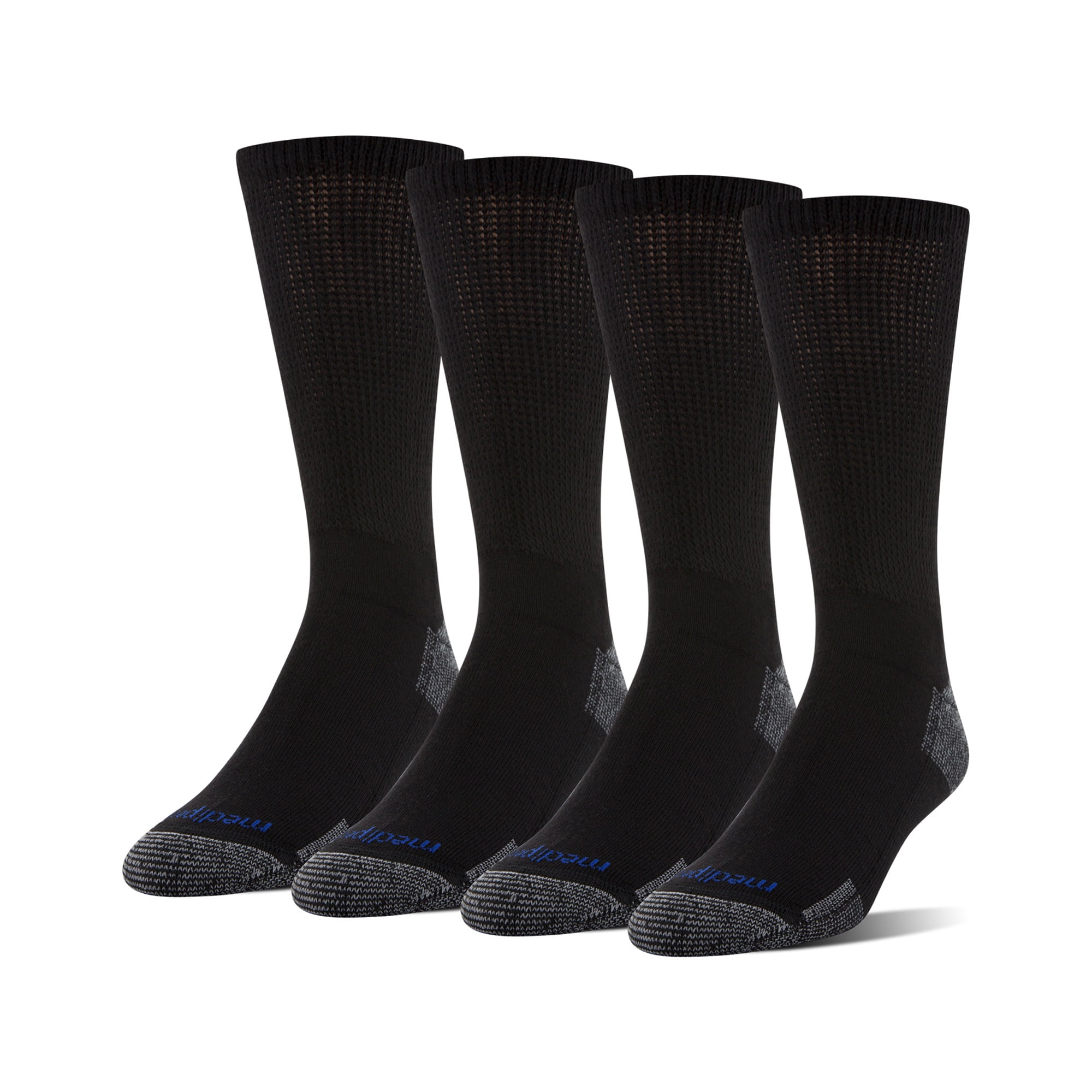 MediPeds Men's NanoGLIDE® NonBinding Top Crew Sock, Large, 4Pack