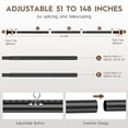 thumbnail image 6 of VEGCOO Tension Curtain Rod 51-148 Inches, Heavy Duty No Drill Adjustable Rod , Shower Curtain Rod No Drilling for Bathroom Easy to Install, Black, 6 of 8