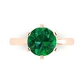 thumbnail image 2 of 3.0ct round cut green emerald 18k rose gold Bridal Wedding Engagement Promise Anniversary Ring for Women size 8.75, 2 of 7
