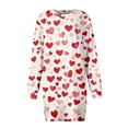 thumbnail image 5 of Women's Round Neck Valentine's Day Printed Long Sleeve Wrap Hip Dress Sweater Dresses, Fall and Winter Casual Wear for Romantic Occasions, Soft Fabric,White,S, 5 of 6
