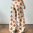 thumbnail image 3 of Wide Leg Pants for Women Halloween Pumpkin Star Print High Waist Drawstring with Side Pockets Loose Fit Lounge Pajama Pants for Relaxed Days Beige L, 3 of 3