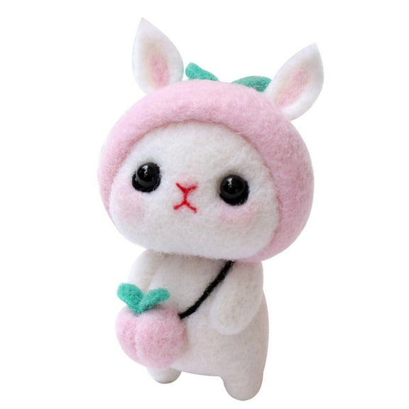 Meitianfacai Cute Rabbit Pattern DIY Needle Felting Kit, Wool Needle Felting Beginner Kits with Instructions and Needle Felting Basic Tools, Plush Toys Great for Easter Decorations