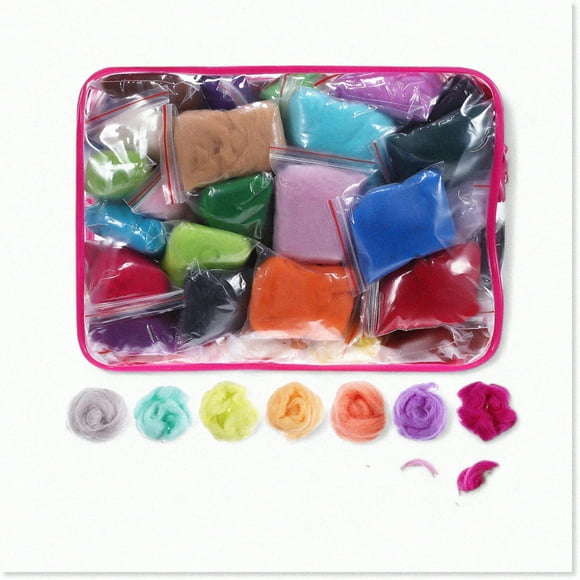 Colorful FiberCraft Wool Roving: Vibrant Needle Felting Yarn Pack for DIY Wool Felting Projects