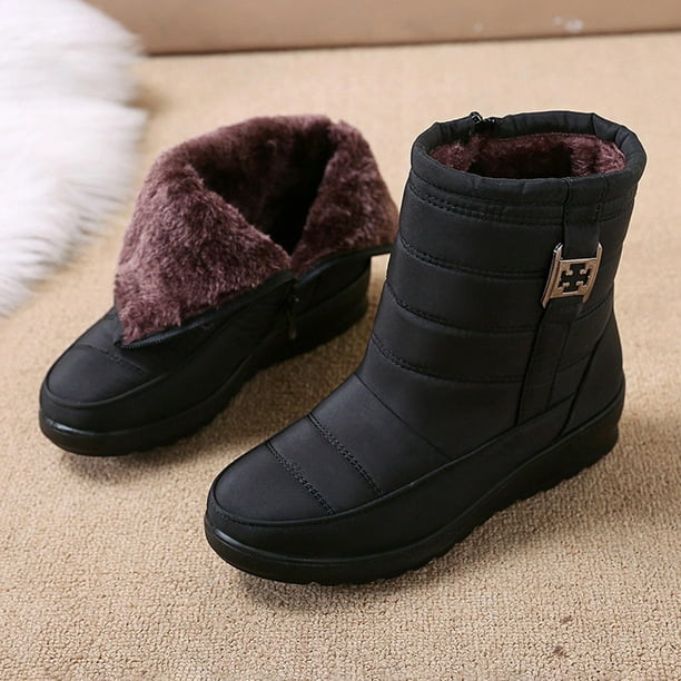 Winter Large Size Womens Winter Boots, Thicksoled Waterproof Warm Womens  Snow Boots, Full Plush Lining, Anti-Slip Rubber Sole, Ankle Boot (Color :  Black, Size : 7) : : Clothing, Shoes & Accessories