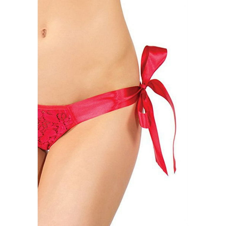 Lacy Side Tie Panty - Red