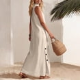 thumbnail image 4 of Dvprdro Mandarin Collar Sleeveless Button Front Side Slit Maxi Dress for Women Loose Fit A Line Summer Daily Solid, 4 of 8