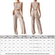 thumbnail image 2 of Completo Pantalone Lungo Conjunto de pantalones de 2 piezas para mujer, informal, color sólido, cuello redondo, cintura elástica, atuendo diario Ygjytge Beis M para Mujer, 2 of 6
