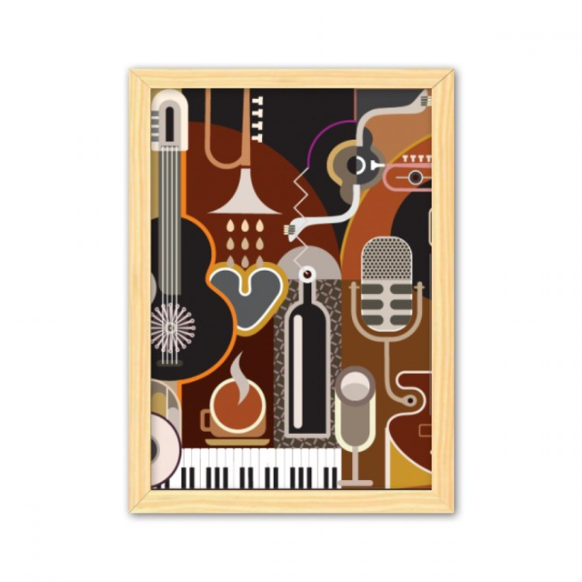 Cuadro de madera decorativa Unbranded Música de guitarra ilustrar Abstract Blue Pattern A4