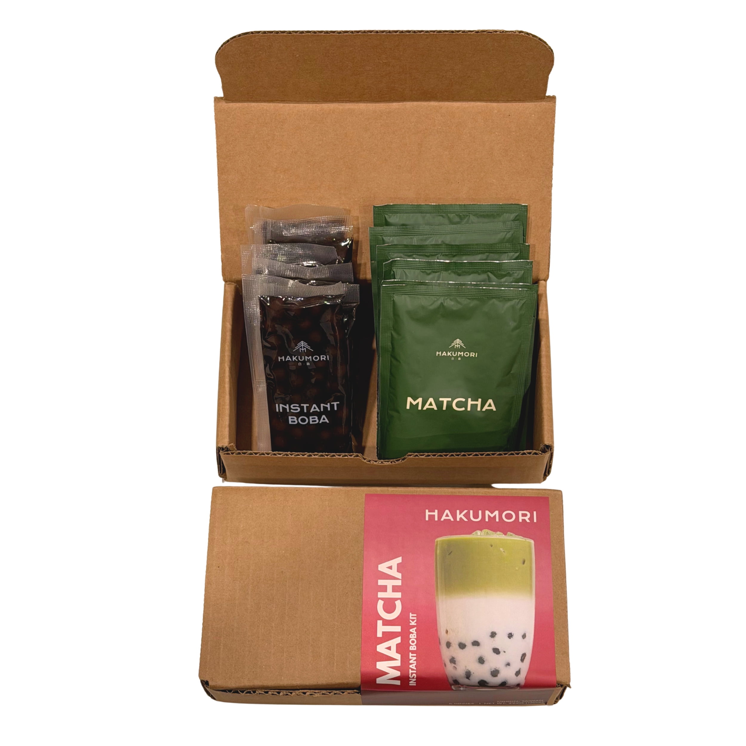Hakumori Instant Boba Milk Tea Kit, Matcha Bubble Tea, Makes 72