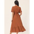 thumbnail image 4 of DARING DIVA Women's Swiss Dots Ruffle Midi Dresses M Caramel, 4 of 6