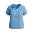 thumbnail image 7 of GUACER Women's Cotton Linen Ruffle Neck Short Sleeve Tops Loose Fit Summer Blouses for Casual & Beach, 7 of 7