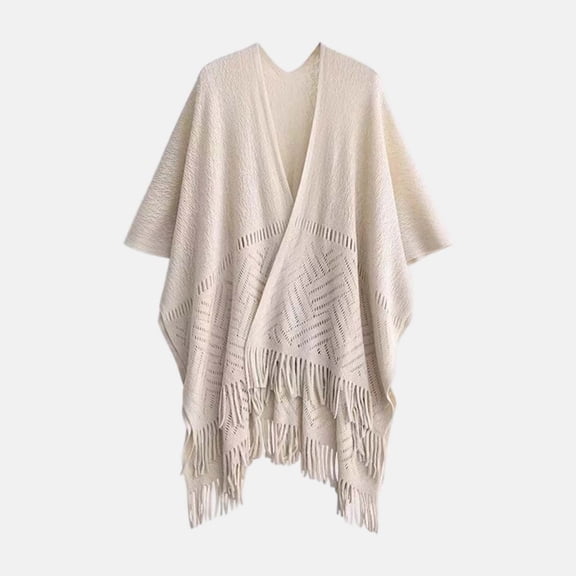 KANG Knitted Shawl Tassel Long Plus Size Autumn And Winter Outer Wear Neck Cape Cloak