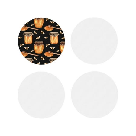

Matuu Bee and Honey for Cup Coasters Set of 4 Leather Coasters Desk Coasters for Office Measures 4” x 4”-Round Shape