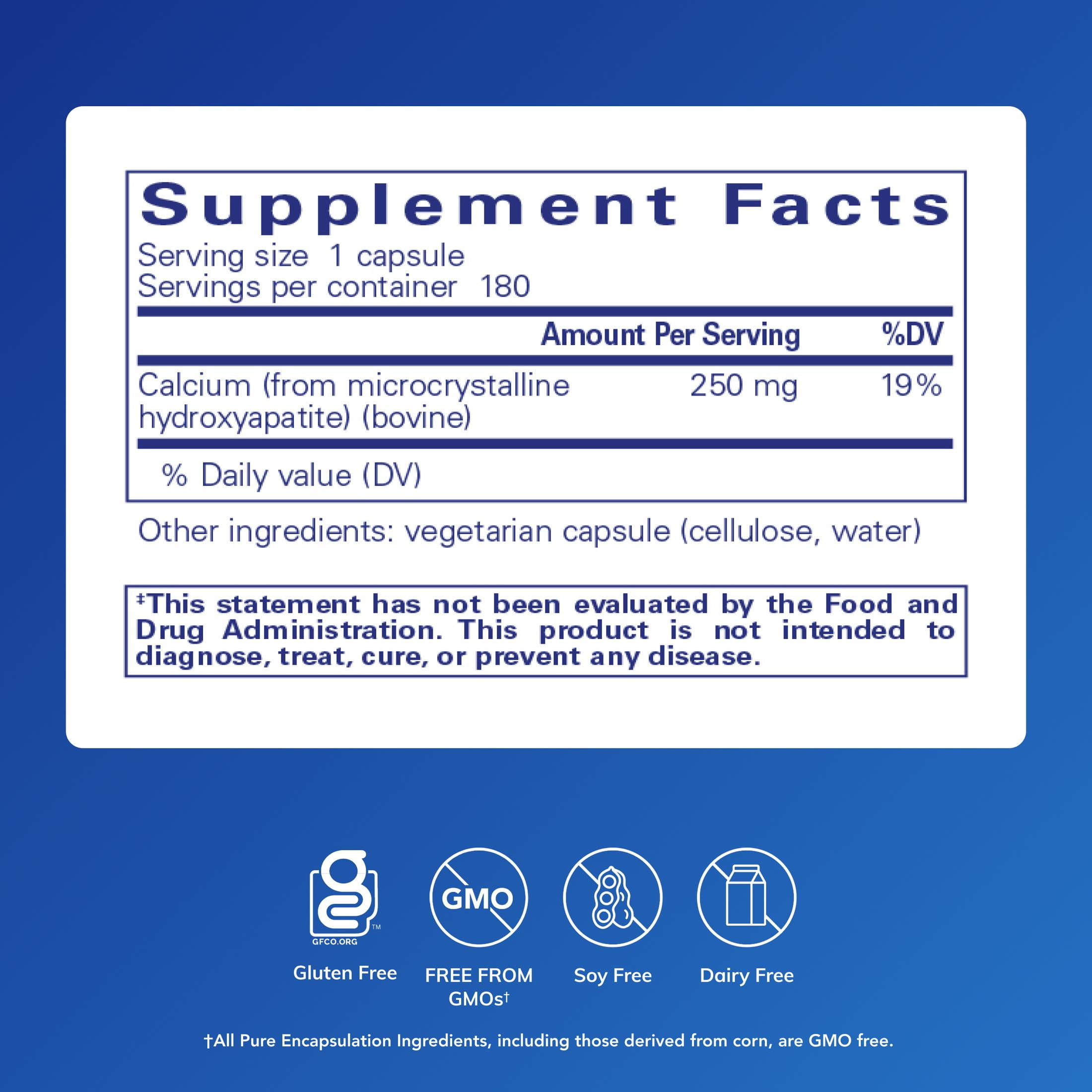 Pure Encapsulations Calcium MCHA | Hypoallergenic Supplement to Support Bones* | 180 Capsules