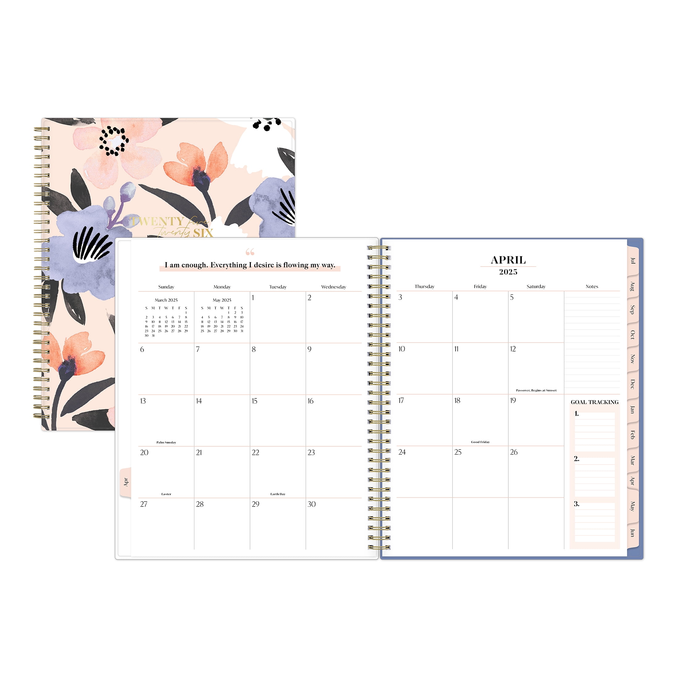 Bossbabe for Blue Sky Monthly Weekly Large, 8.5" x 11", Blue White Floral 15-Month (April 2025 - June 2026)