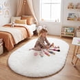 thumbnail image 5 of Fluffy Area Rug, YEERSWAG 2.6x5.3 ft Soft Shaggy Rug for Bedroom Living Room, Machine Washable Non-Slip Oval Carpet, Cream White, 5 of 8